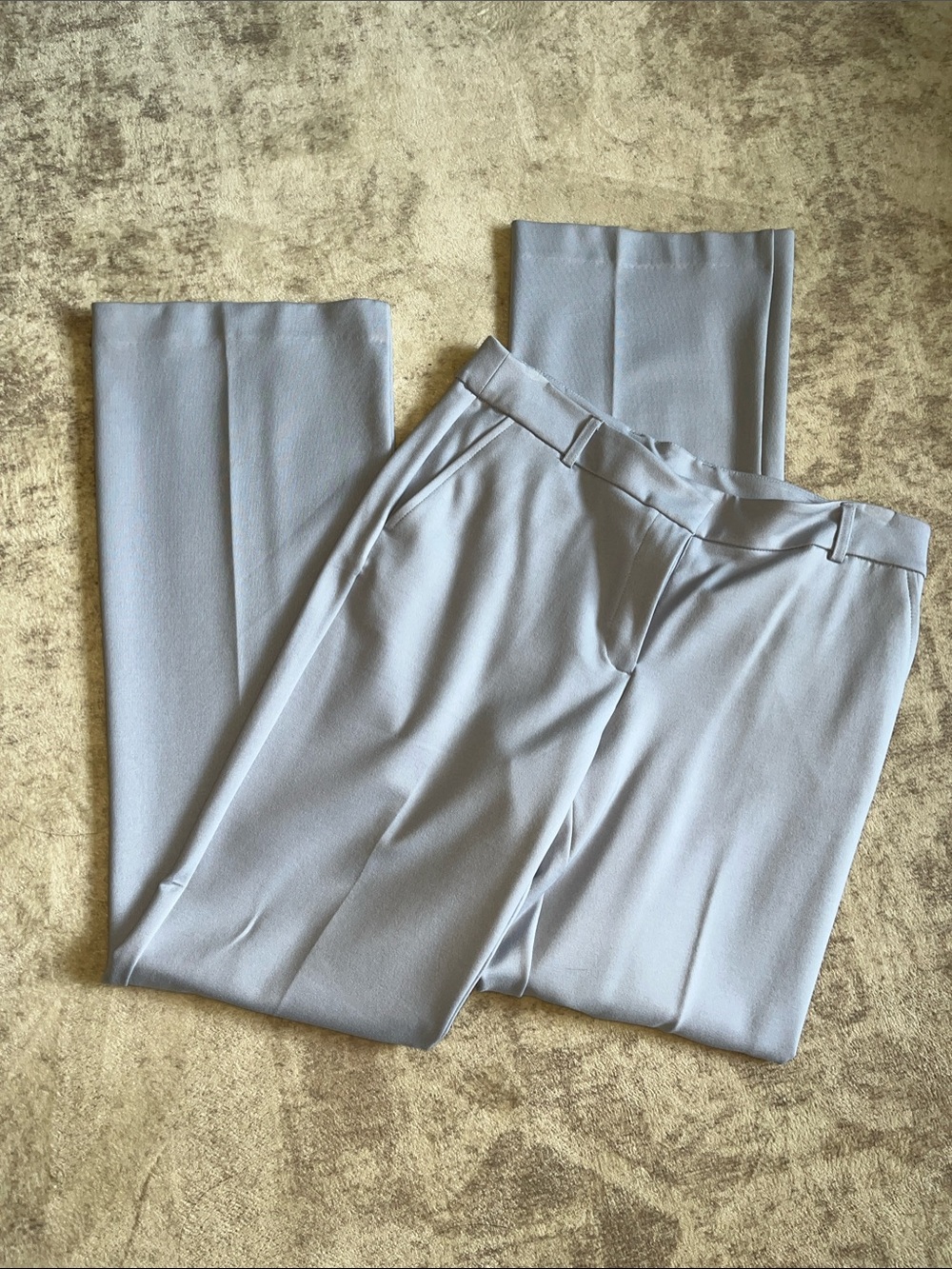 Anne Klein Light Gray Straight-Leg Tailored Trousers